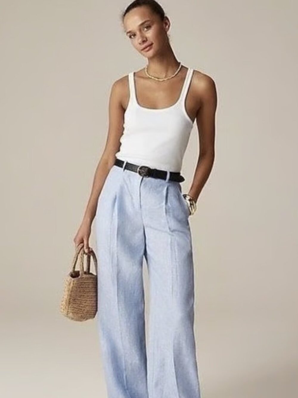 J.Crew French Blue Harbor Pant in Linen